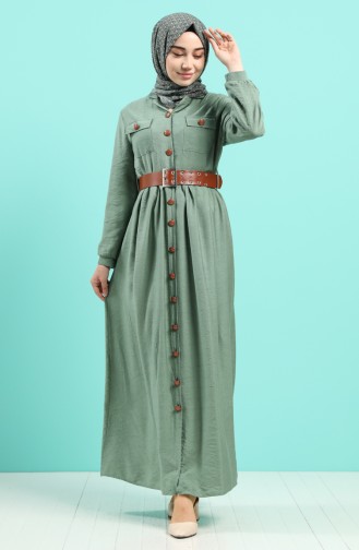 Unreife Mandelgrün Hijab Kleider 8094-04