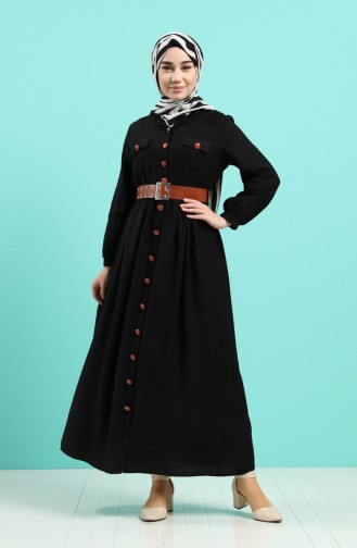 Schwarz Hijab Kleider 8094-05
