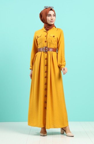 Mustard Hijab Dress 8094-06