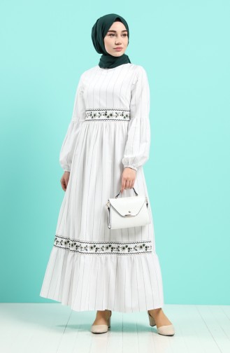 Weiß Hijab Kleider 8100-01