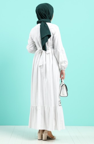 Weiß Hijab Kleider 8100-01
