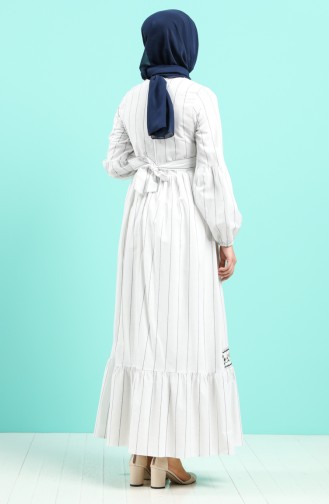 Weiß Hijab Kleider 8100-02