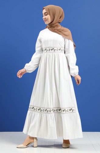 Beige Hijab Kleider 8100-03