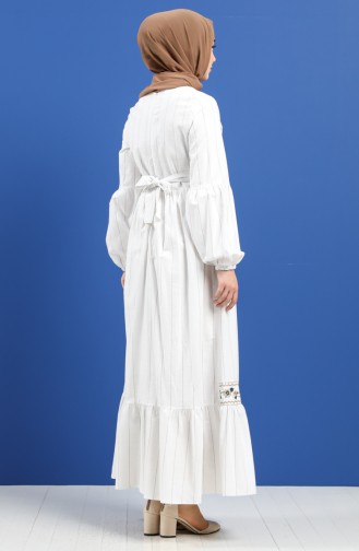 Beige Hijab Kleider 8100-03