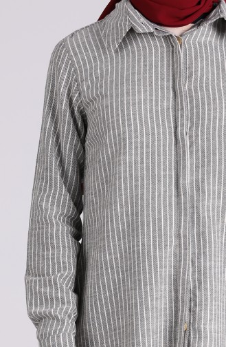 Çizgili Gömlek Tunik 7000-05 Siyah