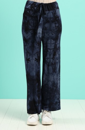 Patterned Summer Trousers 0803-02 Indigo 0803-02