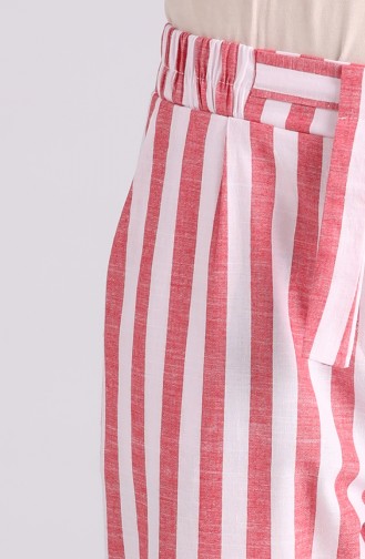 Striped Cotton Pants 4000-01 Burgundy 4000-01