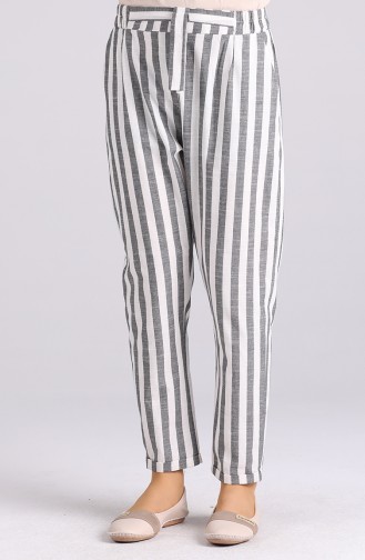 Striped Cotton Pants 4000-02 Black 4000-02