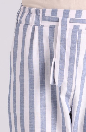 Striped Cotton Pants 4000-04 Blue 4000-04