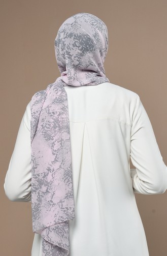 Desenli Krep Şal 54247-01 Pembe