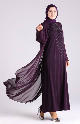 Plus Size Stone Evening Dress 4528-01 Purple 4528-01