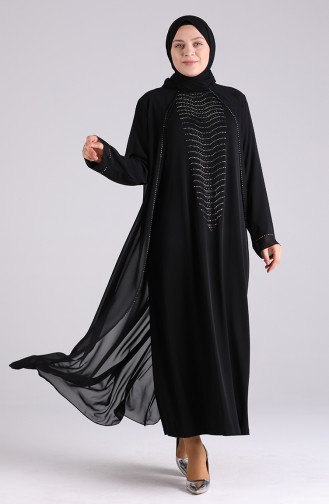 Schwarz Hijab-Abendkleider 4528-02