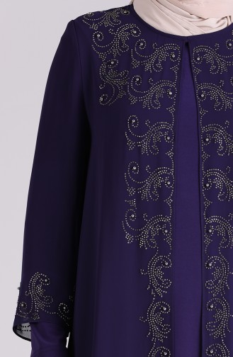 Purple Hijab Evening Dress 3157-03
