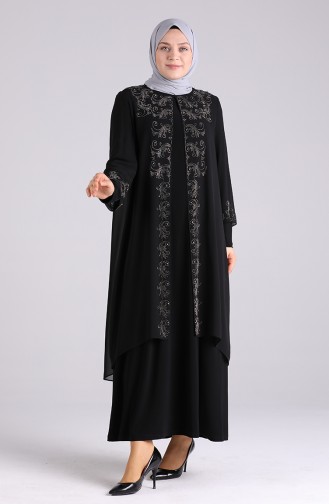 Schwarz Hijab-Abendkleider 3157-01