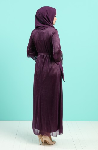 Silvery Evening Dress 2037-02 Purple 2037-02