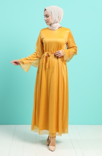 Senf Hijab-Abendkleider 2037-05