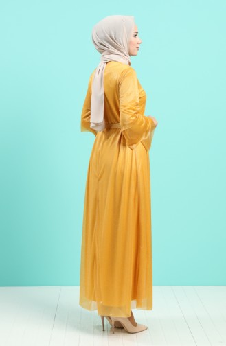 Silvery Evening Dress 2037-05 Mustard 2037-05