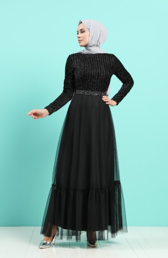 Black Hijab Evening Dress 5317-02