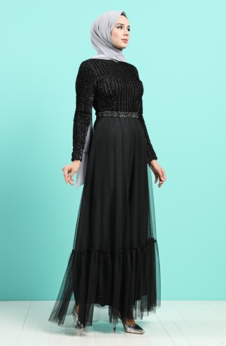 Black Hijab Evening Dress 5317-02