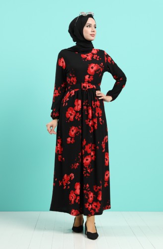Schwarz Hijab Kleider 0743D-01