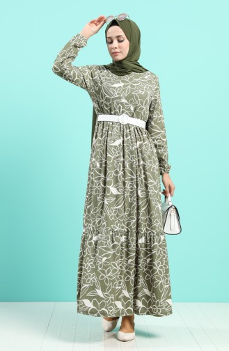 Khaki Hijab Dress 0378-01