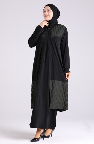 Grün Hijab Kleider 7053-01