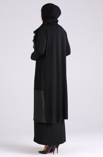 Plus Size Vest Suit 7053-01 Black Green 7053-01