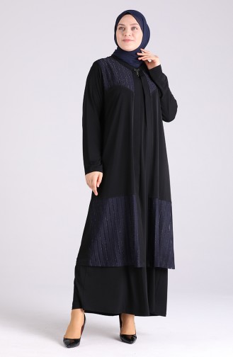 Dunkelblau Hijab Kleider 7053-04