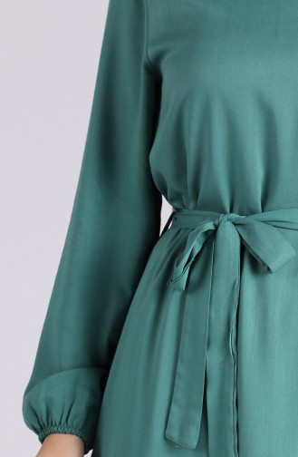 Elastic Sleeve Belted Dress 1302-02 Sea Green 1302-02