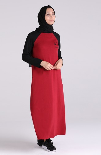 Weinrot Hijab Kleider 0510-02