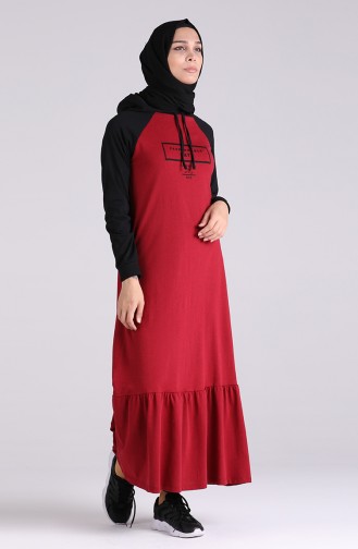 Claret Red Hijab Dress 0511-02