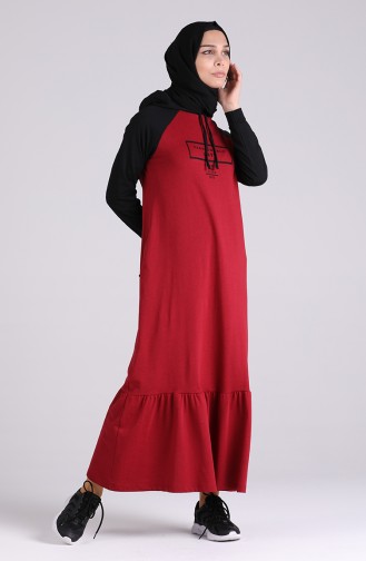 Claret Red Hijab Dress 0511-02