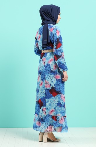 Saks-Blau Hijab Kleider 5149A-03