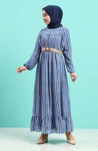 Saks-Blau Hijab Kleider 5149B-02
