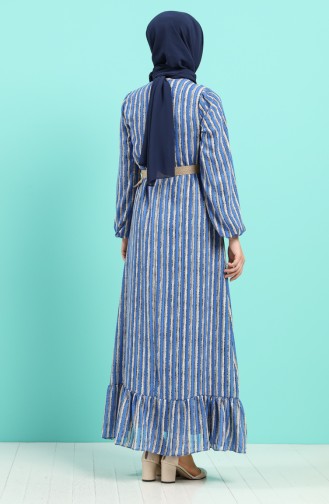 Saks-Blau Hijab Kleider 5149B-02