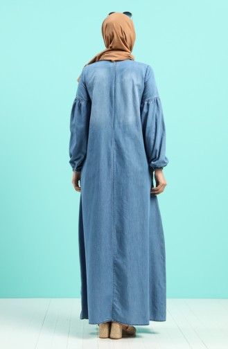 Düğme Detaylı Kot Elbise 80191-01 Kot Mavi