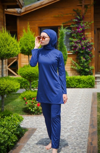 Dunkelblau Hijab Badeanzug 1012-01