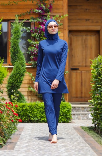 Dunkelblau Hijab Badeanzug 1012-01