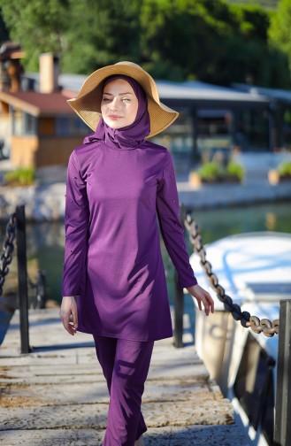 Purple Swimsuit Hijab 1012-02