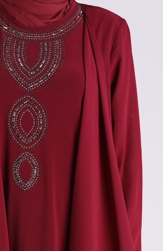 Büyük Beden Taş Baskılı Tunik 1009-03 Bordo