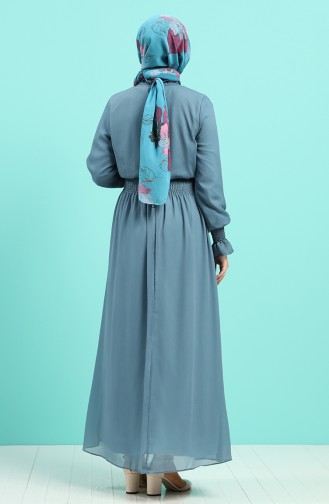 Robe Hijab Bleu Pétrole 8154-07