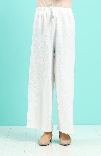 Aerobin Fabric Elastic waist wide Leg Pants 5459-16 Cream 5459-16
