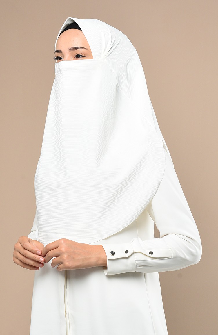 Büyük Boy Peçe Şal 1131-05 Krem