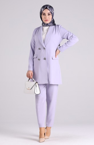 Double Breasted Collar Jacket Trousers Double Suit 5546-06 Lilac 5546-06