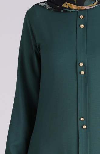 Button Detailed Tunic Trousers Double Suit 3046-06 Emerald Green 3046-06