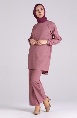 Elastic Sleeve Tunic Trousers Double Suit 4399-01 Dry Rose 4399-01