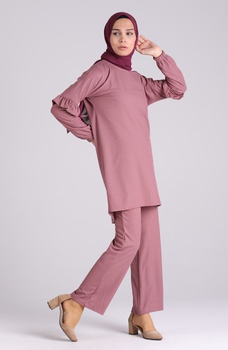 Elastic Sleeve Tunic Trousers Double Suit 4399-01 Dry Rose 4399-01