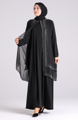 Schwarz Hijab-Abendkleider 4529-01