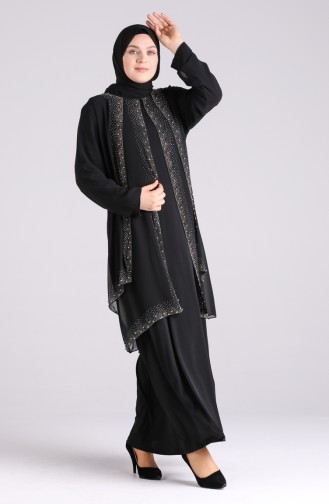 Schwarz Hijab-Abendkleider 4529-01