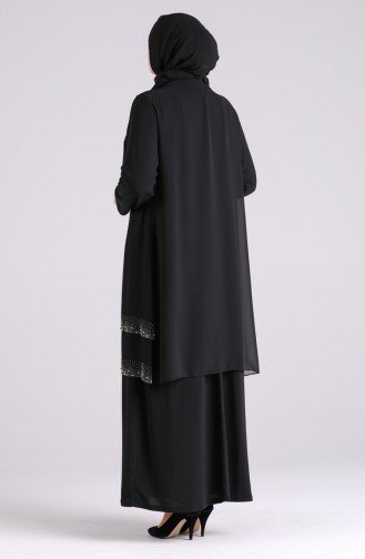 Schwarz Hijab-Abendkleider 4529-01